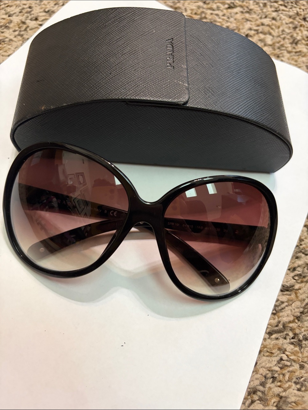 Prada Black Saffiano Eyewear sunglasses with case!